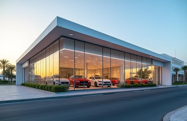 Exterior view of Gulf Crest Motors dealership in Dubai