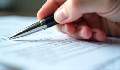 Paperwork and pen on a table