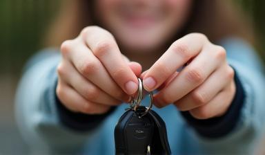 Person looking at car keys